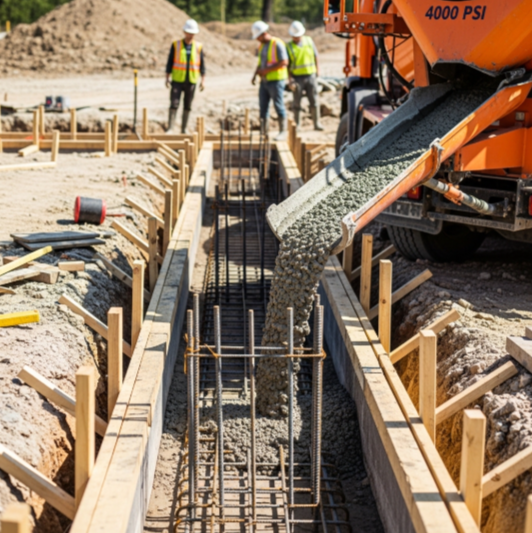 Framing, Rebar, and Pouring 4000 PSI Concrete