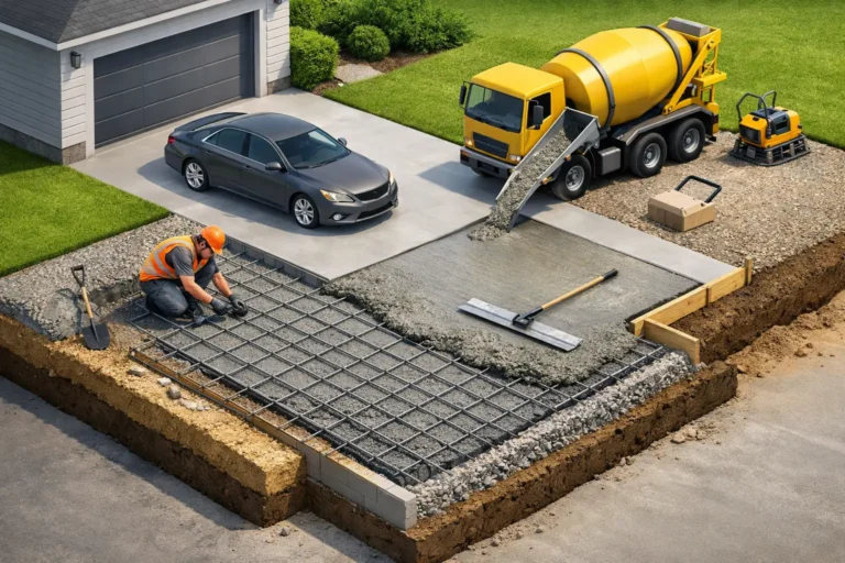 Reinforced Concrete Driveway Installation