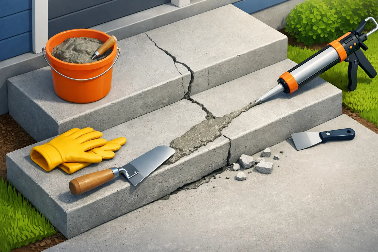 How to Repair Cracked Concrete Steps Safely