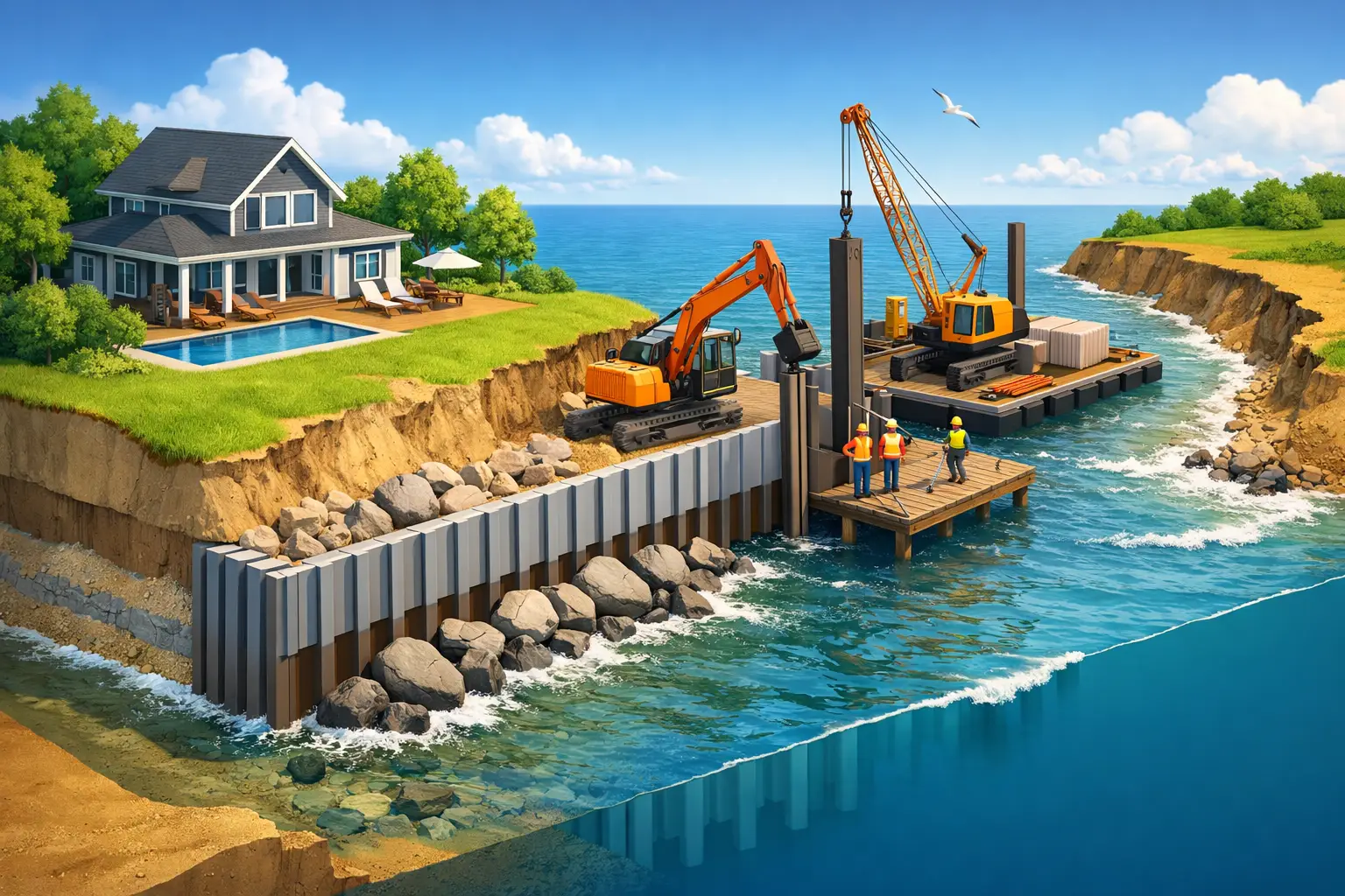 How Bulkhead Contractors Protect Coastal Property